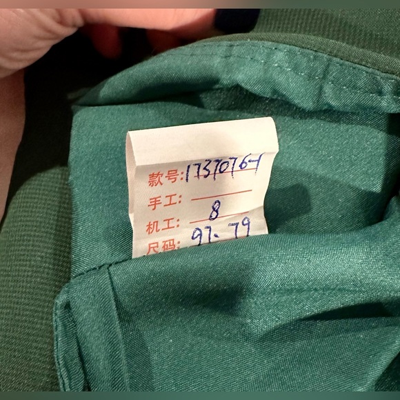 Dark green chiffon short formal dress with corset tie in back - Picture 5 of 7